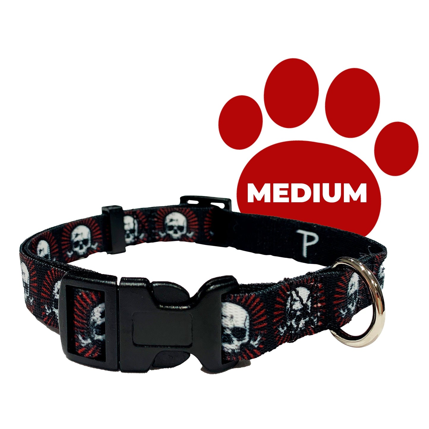 perri's pet products, dog collar, alchemy red skulls