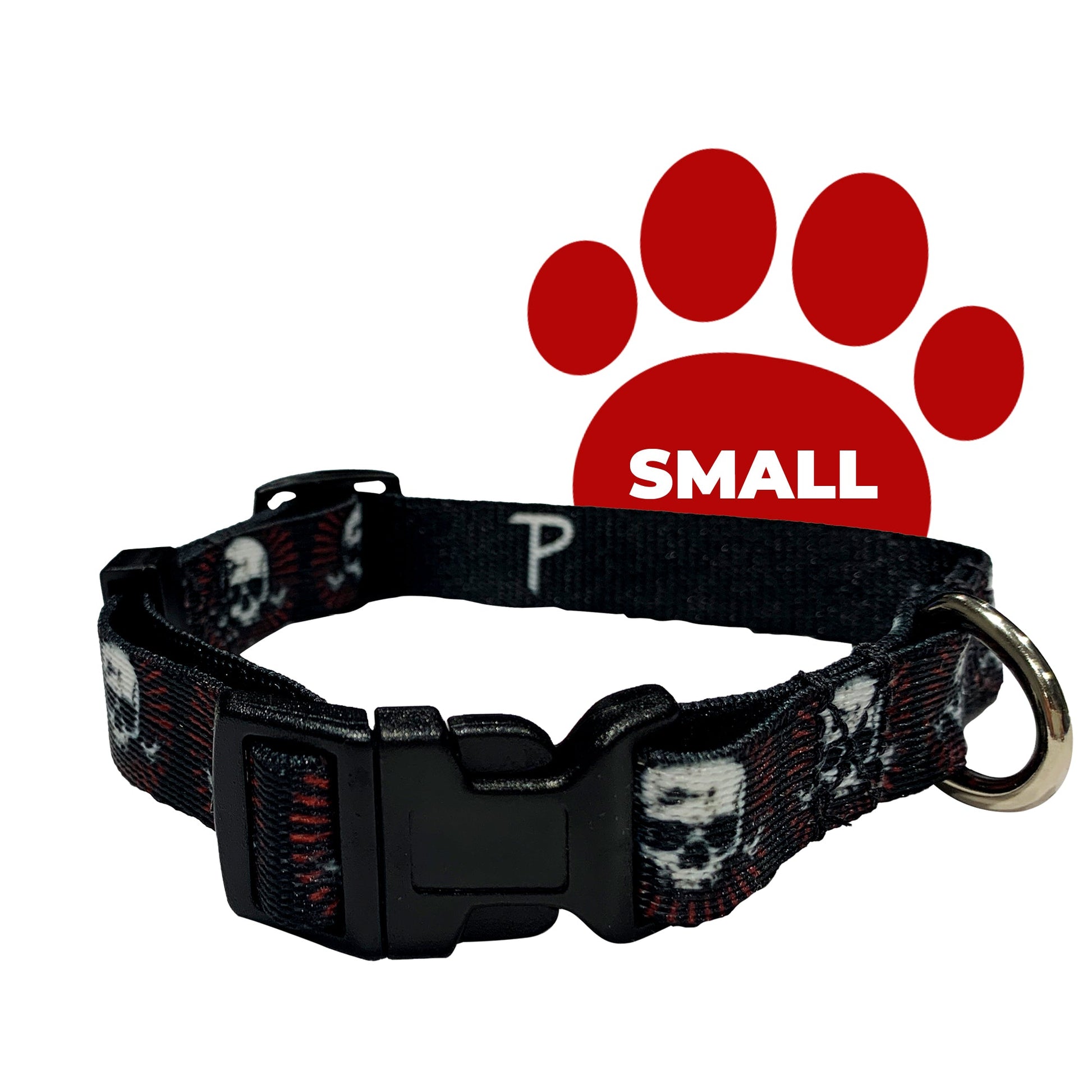 perri's pet products, dog collar, alchemy red skulls