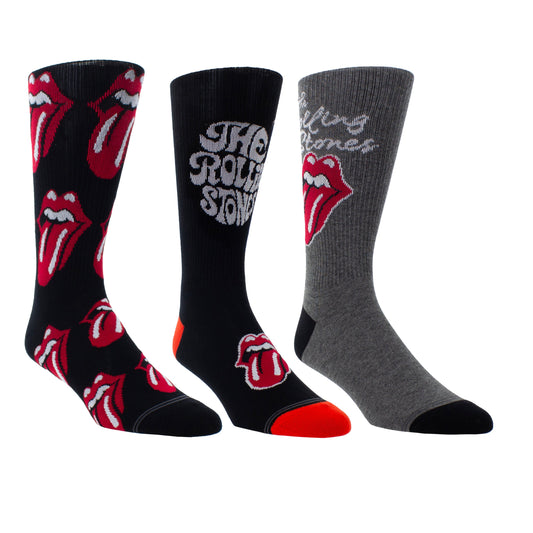 THE ROLLING STONES MEN'S ASSORTED CREW, 3 PAIR