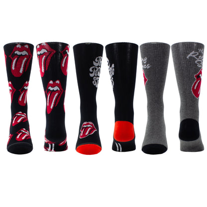 THE ROLLING STONES MEN'S ASSORTED CREW, 3 PAIR