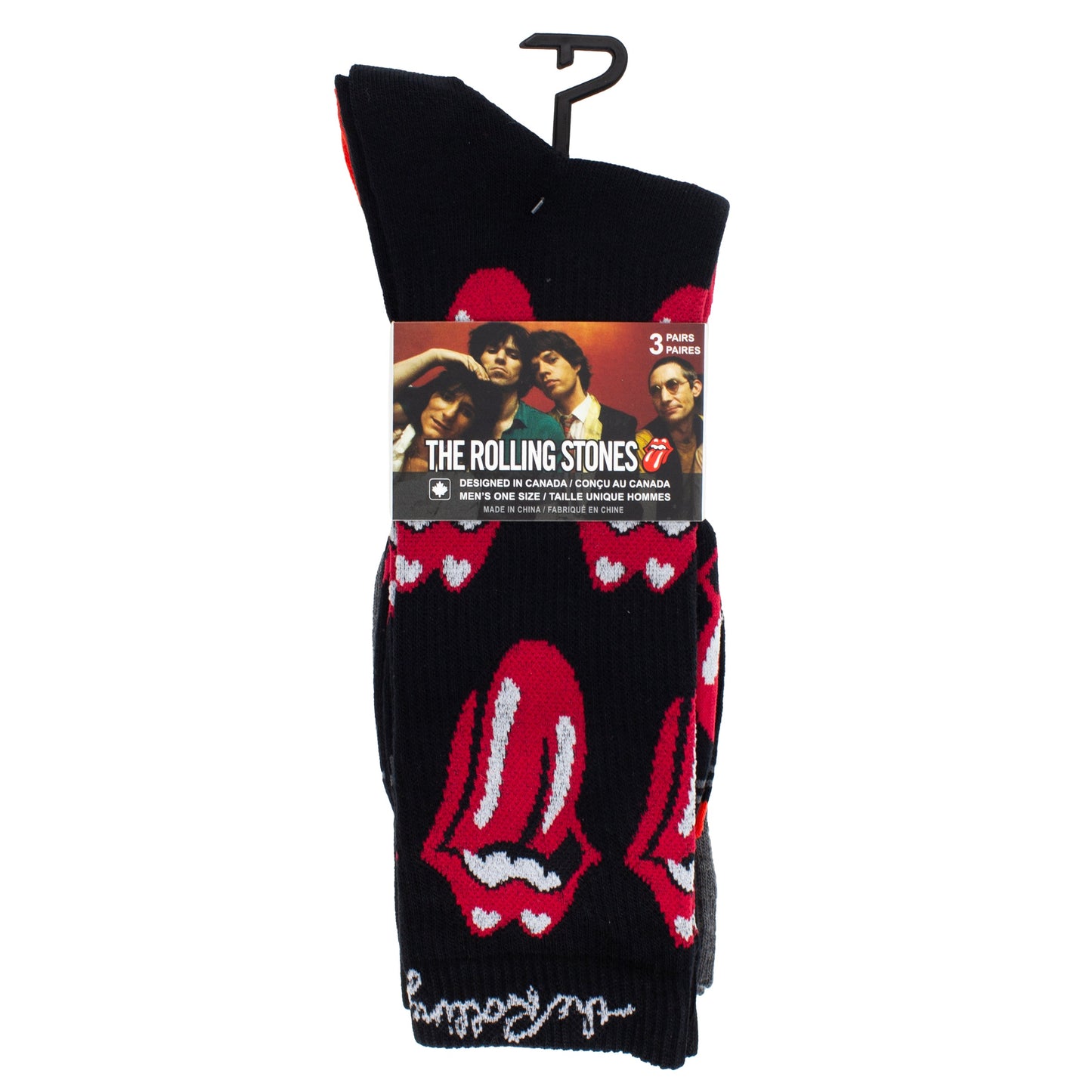 THE ROLLING STONES MEN'S ASSORTED CREW, 3 PAIR