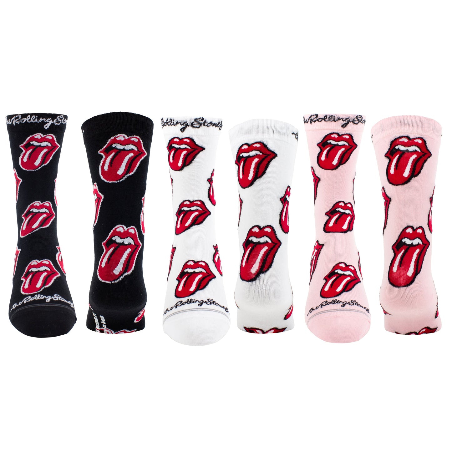 THE ROLLING STONES WOMEN'S ASSORTED CREW, 3 PAIR