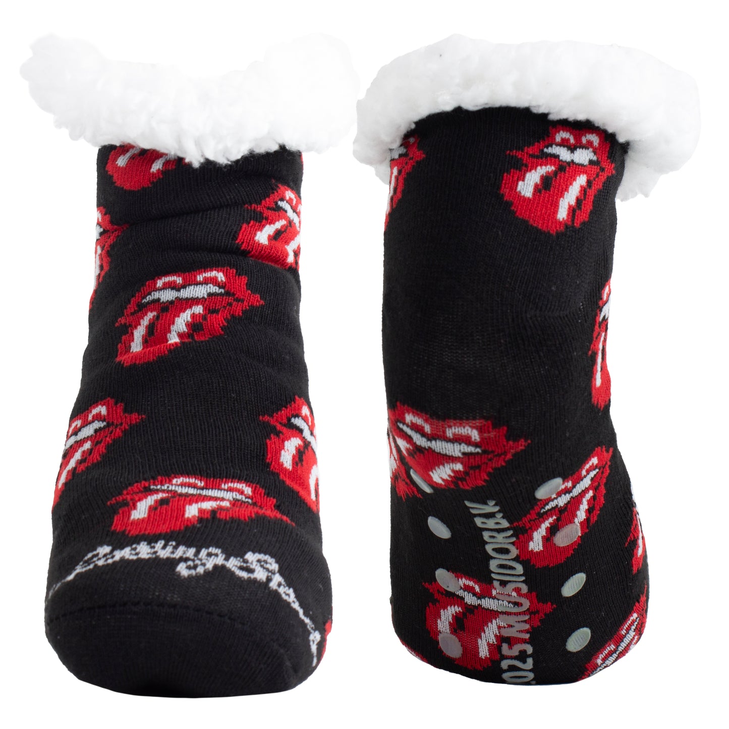 THE ROLLING STONES ALL-OVER TONGUES FUZZY NON-SLIP GRIPPERS, WOMEN’S 1 PAIR