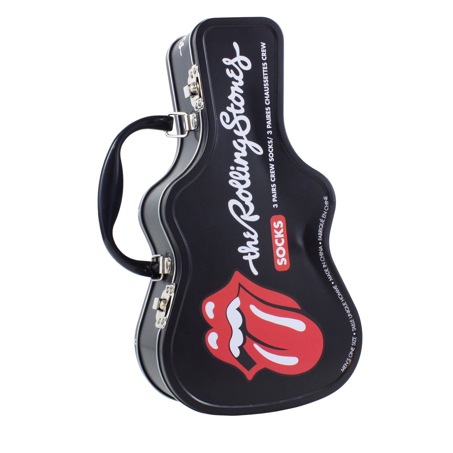 THE ROLLING STONES GUITAR TIN SOCK BOX, 3 PAIR