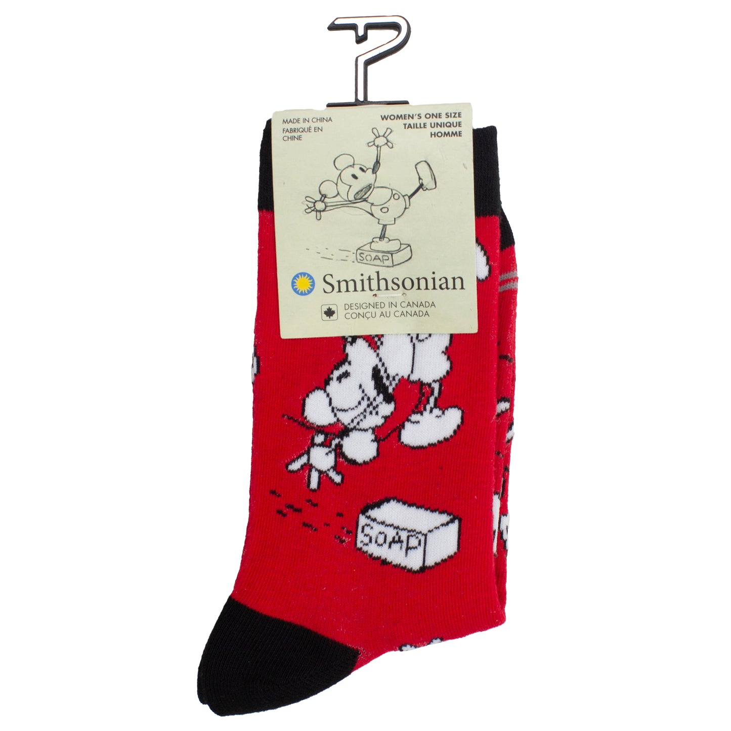 SMITHSONIAN MICKEY RED WOMEN'S CREW, 1 PAIR