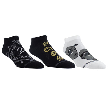 TUPAC BLACK BANDANA, 3 PAIR WOMEN'S LINERS