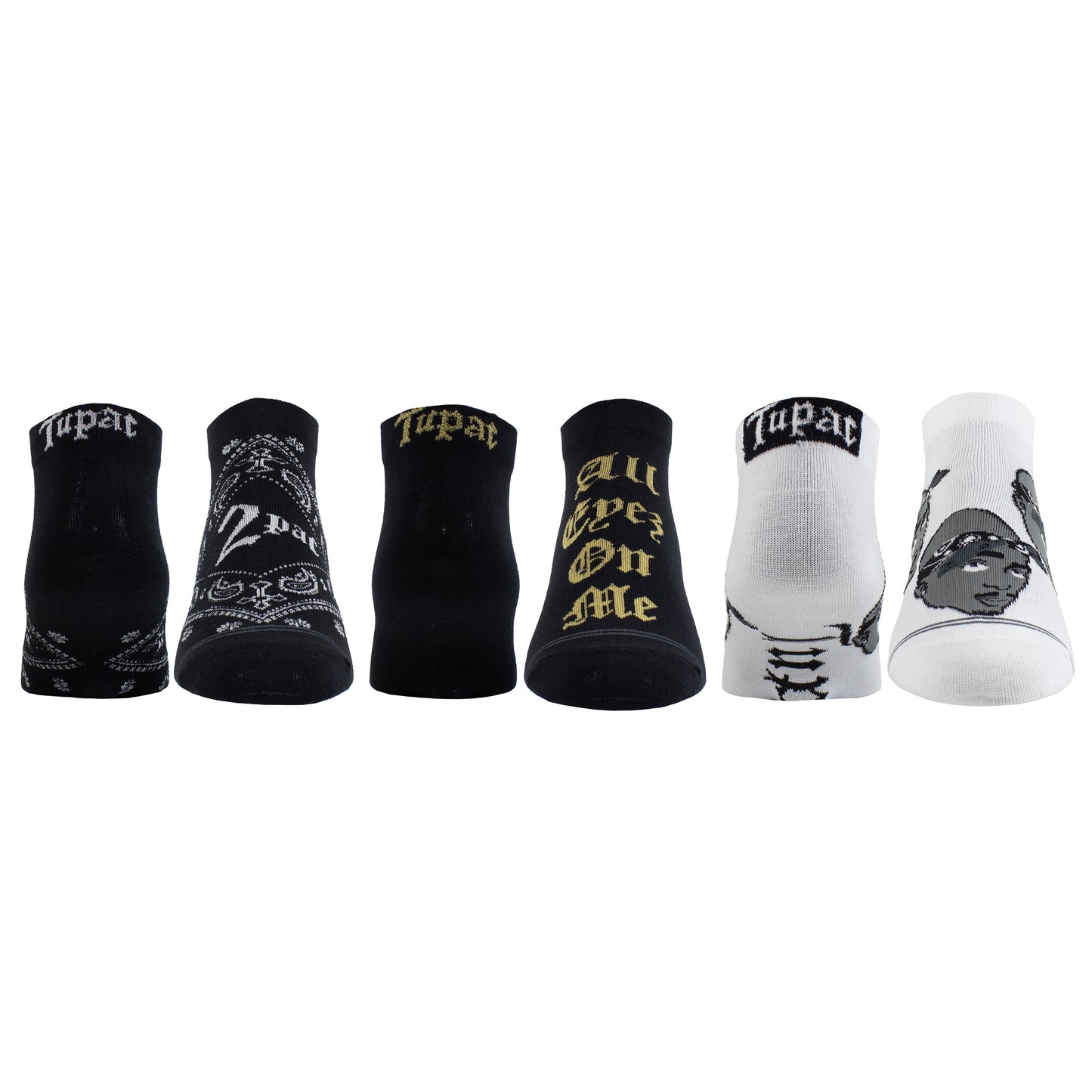 TUPAC BLACK BANDANA, 3 PAIR WOMEN'S LINERS