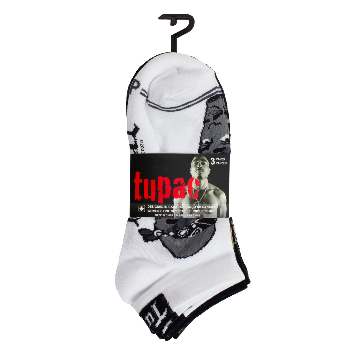 TUPAC BLACK BANDANA, 3 PAIR WOMEN'S LINERS