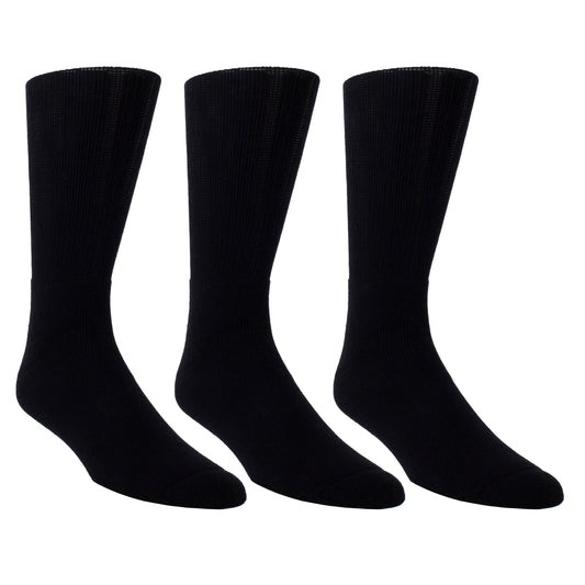 PERRI’S SOCKS™ WELLNESS MEN’S NON-BINDING COTTON CREW, 3 PAIR