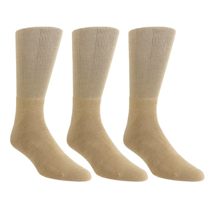 PERRI’S SOCKS™ WELLNESS MEN’S NON-BINDING COTTON CREW, 3 PAIR