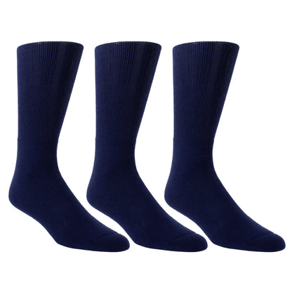 PERRI’S SOCKS™ WELLNESS MEN’S NON-BINDING COTTON CREW, 3 PAIR