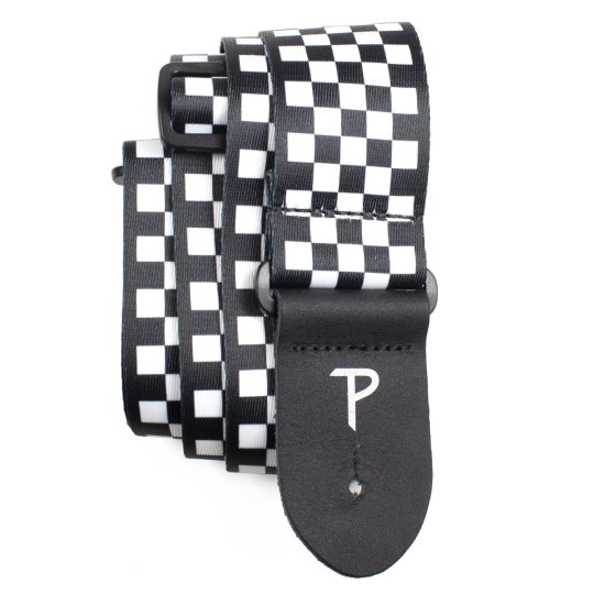2” Black / White Checker guitar strap