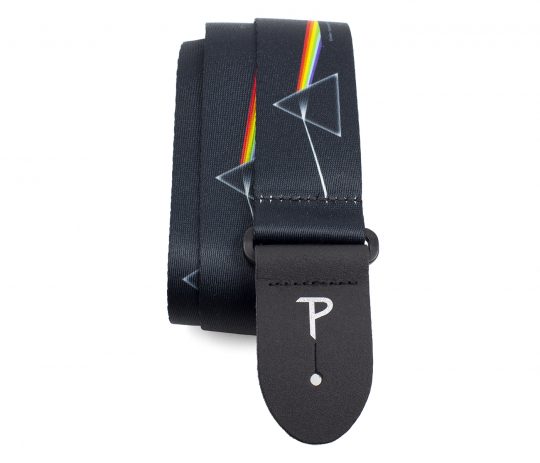 2” Official Pink Floyd Dark Side of the Moon Heat Transfer Design on Polyester Webbing Guitar Strap. Adjustable length 39” to 58”