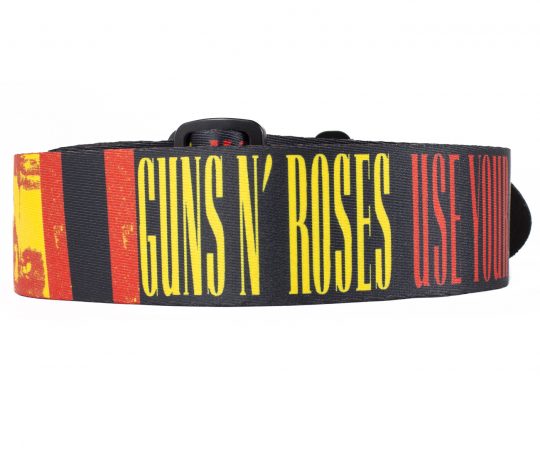 2” Official Guns N’ Roses Use Your Illusion Heat Transfer Design on Polyester Webbing Guitar Strap. Adjustable length 39” to 58”
