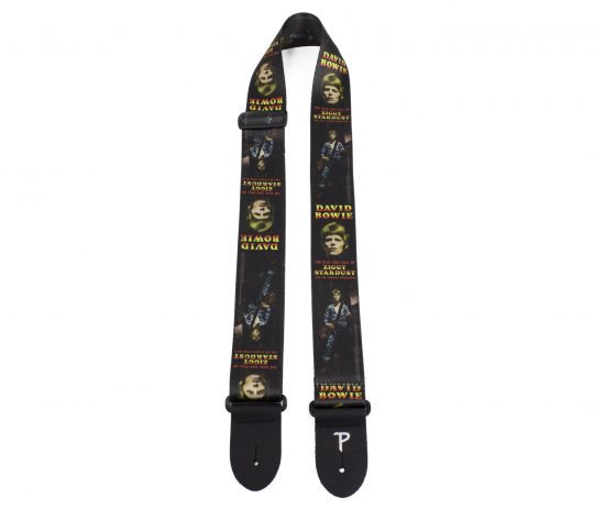 2” Official David Bowie Ziggy Stardust Color Heat Transfer Design on Polyester Webbing Guitar Strap. Adjustable length 39” to 58”