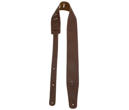2.5” Brown Saddle Leather Guitar Strap. Adjustable Length 41" to 56"