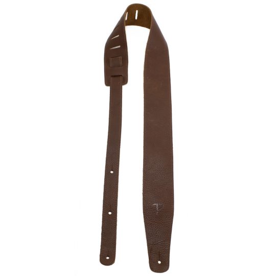2.5” Brown Saddle Leather Guitar Strap. Adjustable Length 41" to 56"