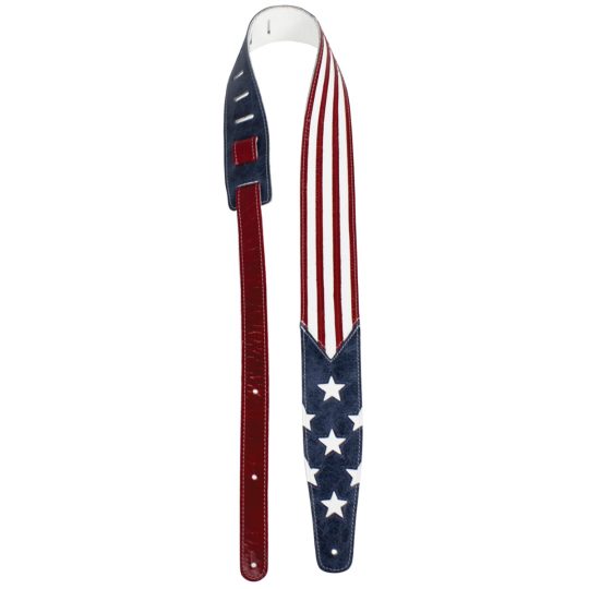 2.5” Leather Cut Out USA Flag Guitar Strap