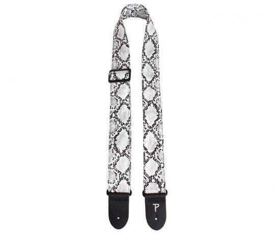 2” Black and White Faux Snake Skin Guitar Strap with Triglide