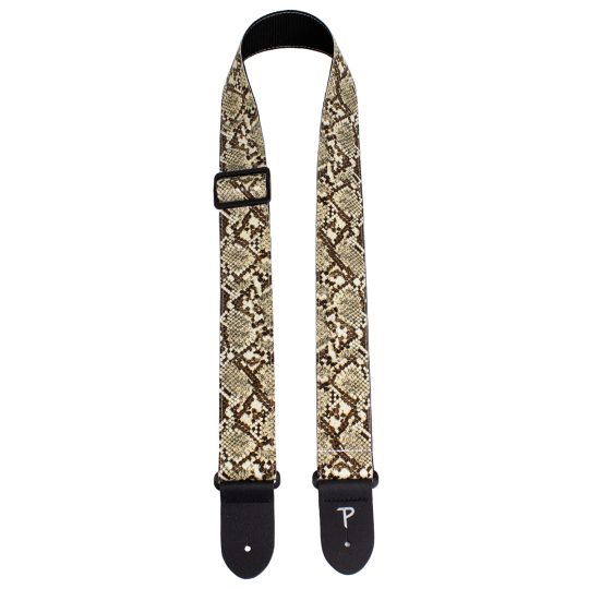 2” Brown Faux Snake Skin Guitar Strap with Triglide