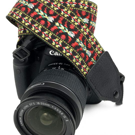 Red / yellow hootenanny nylon camera strap.