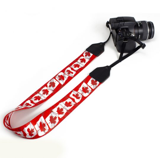 Canadian flag polyester camera strap.