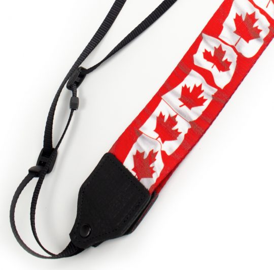 Canadian flag polyester camera strap.