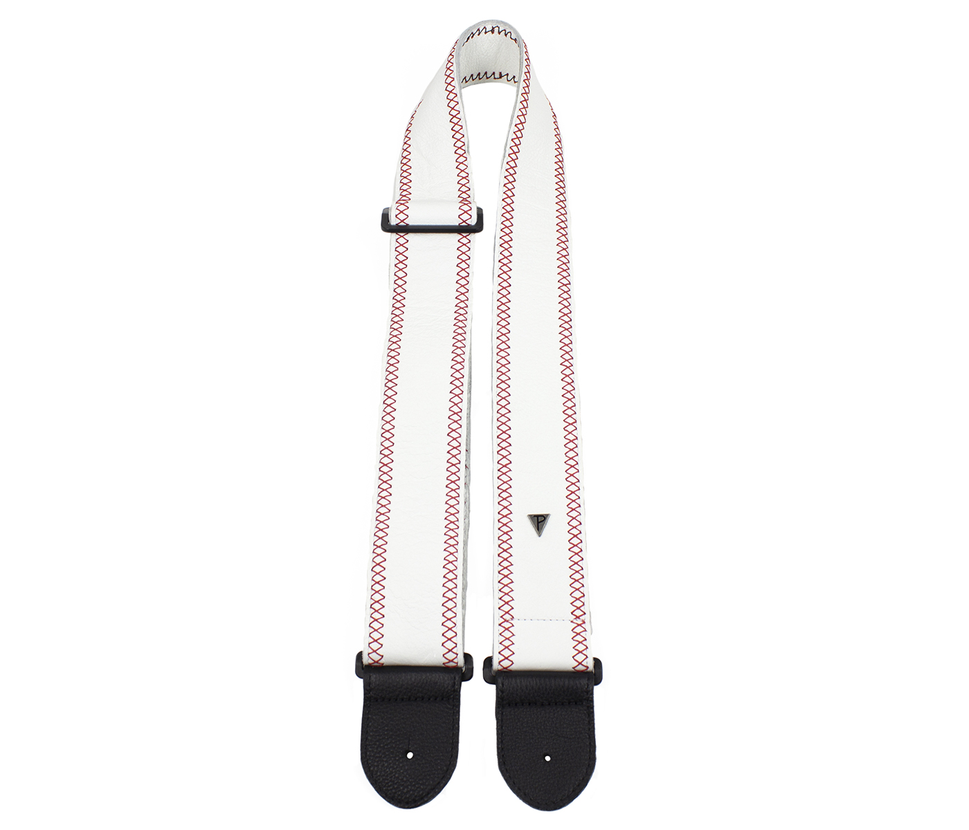 Soft White Glove Leather With Red Fancy Stitch Guitar Strap 