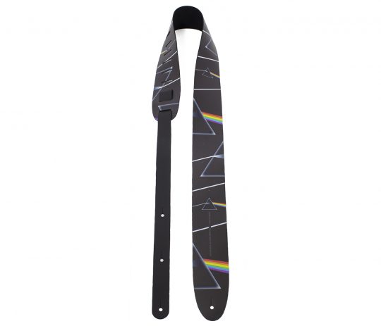 2.5” Official Licensing Pink Floyd The Dark Side Of The Moon Prisms Direct To Leather Printed Guitar Strap.