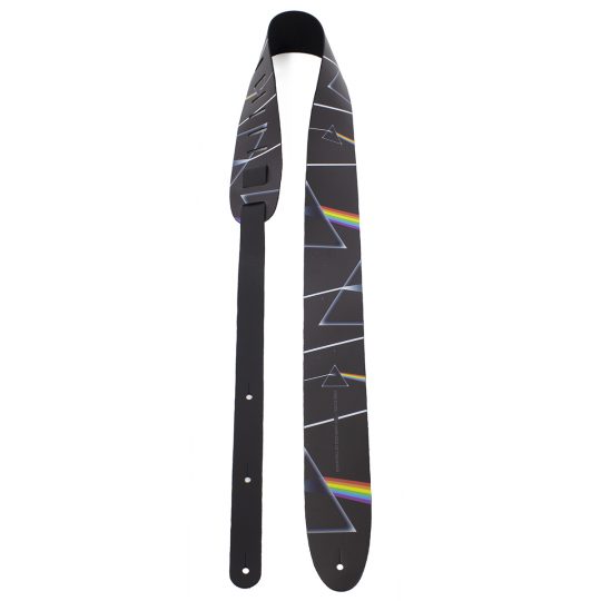 2.5” Official Licensing Pink Floyd The Dark Side Of The Moon Prisms Direct To Leather Printed Guitar Strap.