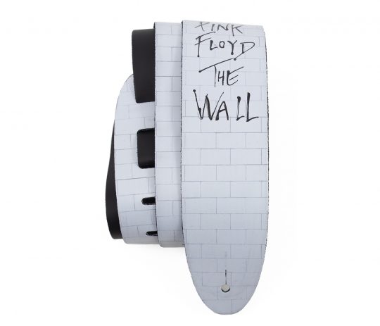 2.5” Official Licensing Pink Floyd The Wall Direct To Leather Printed Guitar Strap. Adjustable length of 52” to 59”