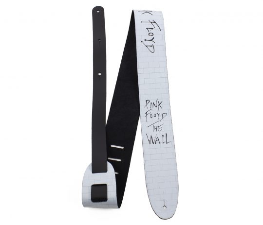 2.5” Official Licensing Pink Floyd The Wall Direct To Leather Printed Guitar Strap. Adjustable length of 52” to 59”