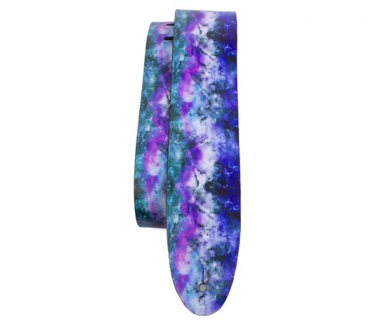 2.5” Textured Blue Hues Direct To Leather Printed Guitar Strap