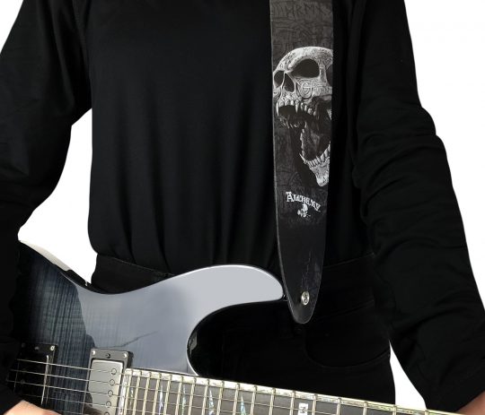 Alchemy Berserker Skull Leather Printed Guitar Strap