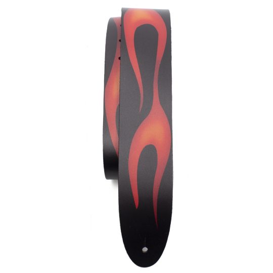 Graphic Flames Printed Leather Guitar Strap